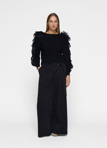 Wide leg pants twill