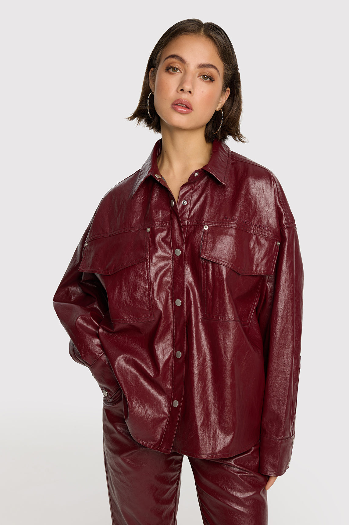 Al Faux leather blouse