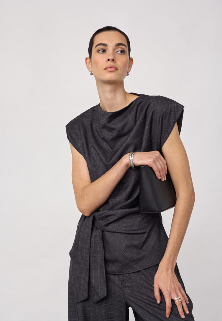 Elora check pleat top