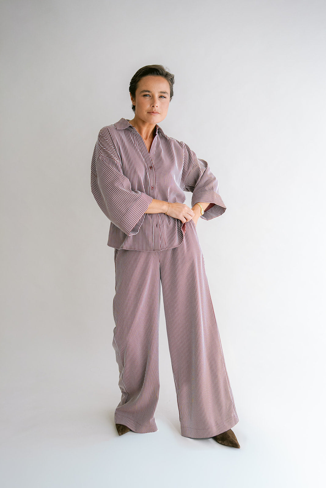 Sam pant streep bordeaux