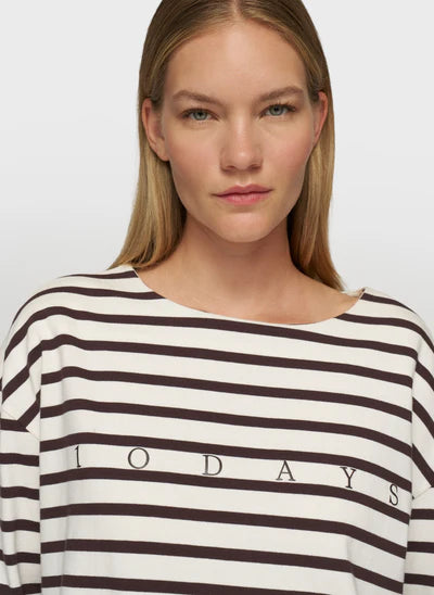 Boat neck top stripes
