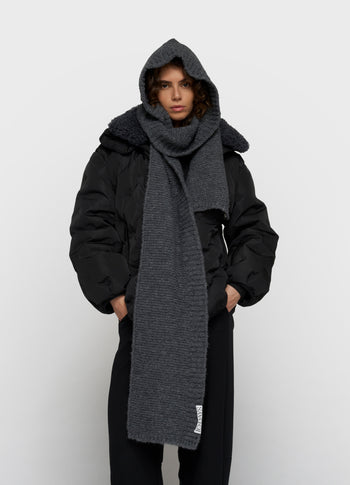 Hooded knit scarf
