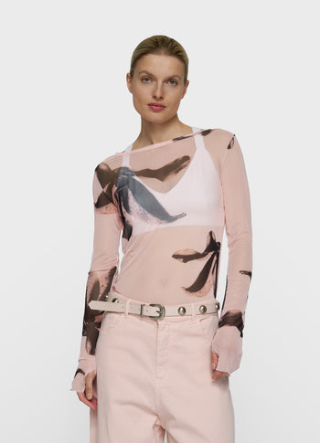 Mesh long sleeve flower