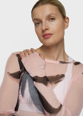Mesh long sleeve flower