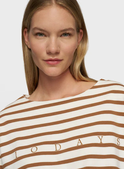 Boat neck top stripes