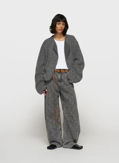 Puffy hairy knit bomber