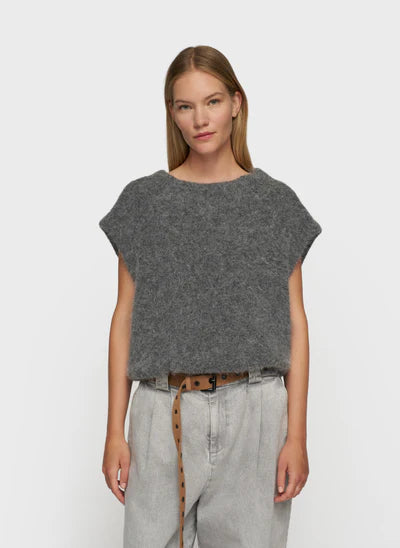 Ballon hairy knit top