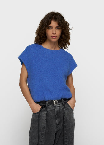 Balloon hairy knit top