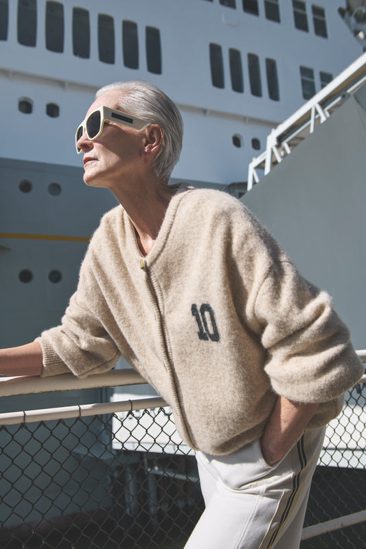 Soft baseball knit cardigan