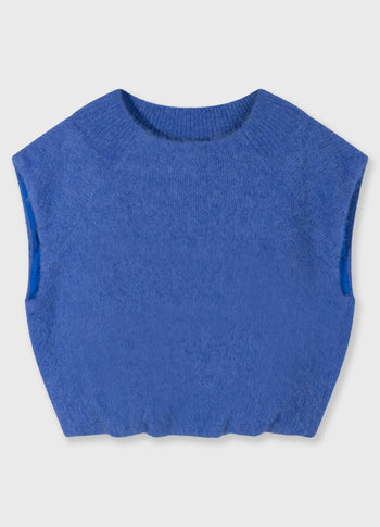 Balloon hairy knit top