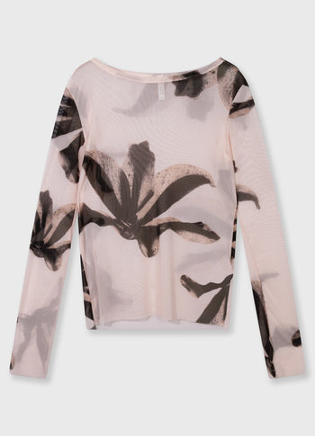 Mesh long sleeve flower