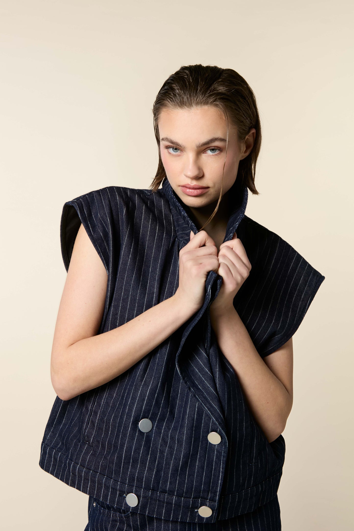 Oversized pinstripe waistcoat M29