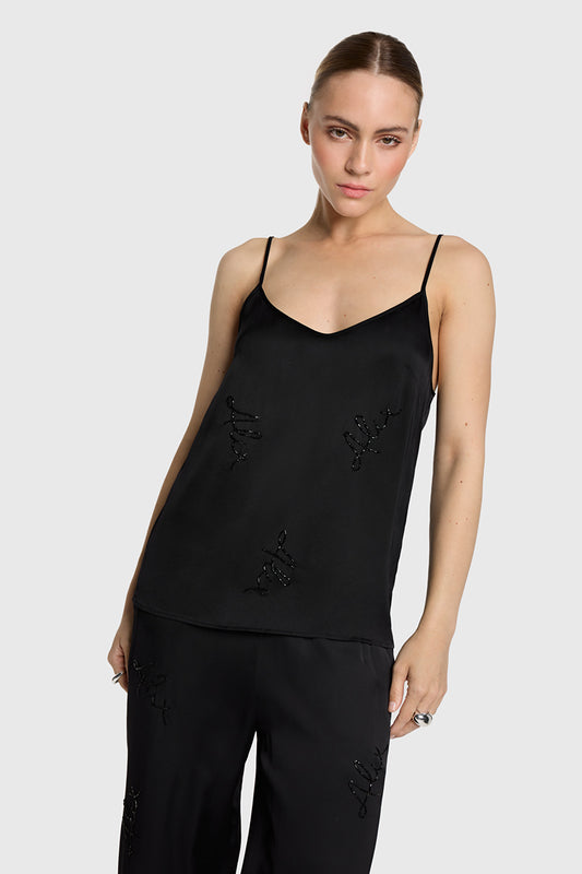 Al satin camisole beaded