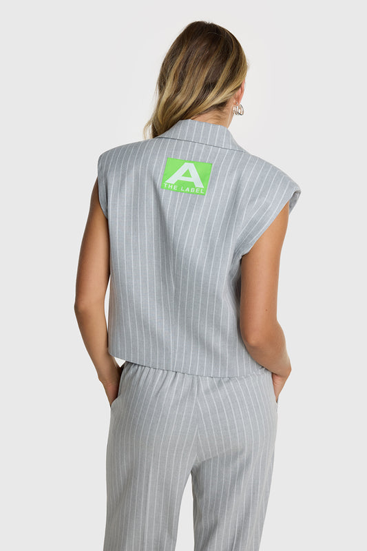 Al grijs pinstripe waiscoat