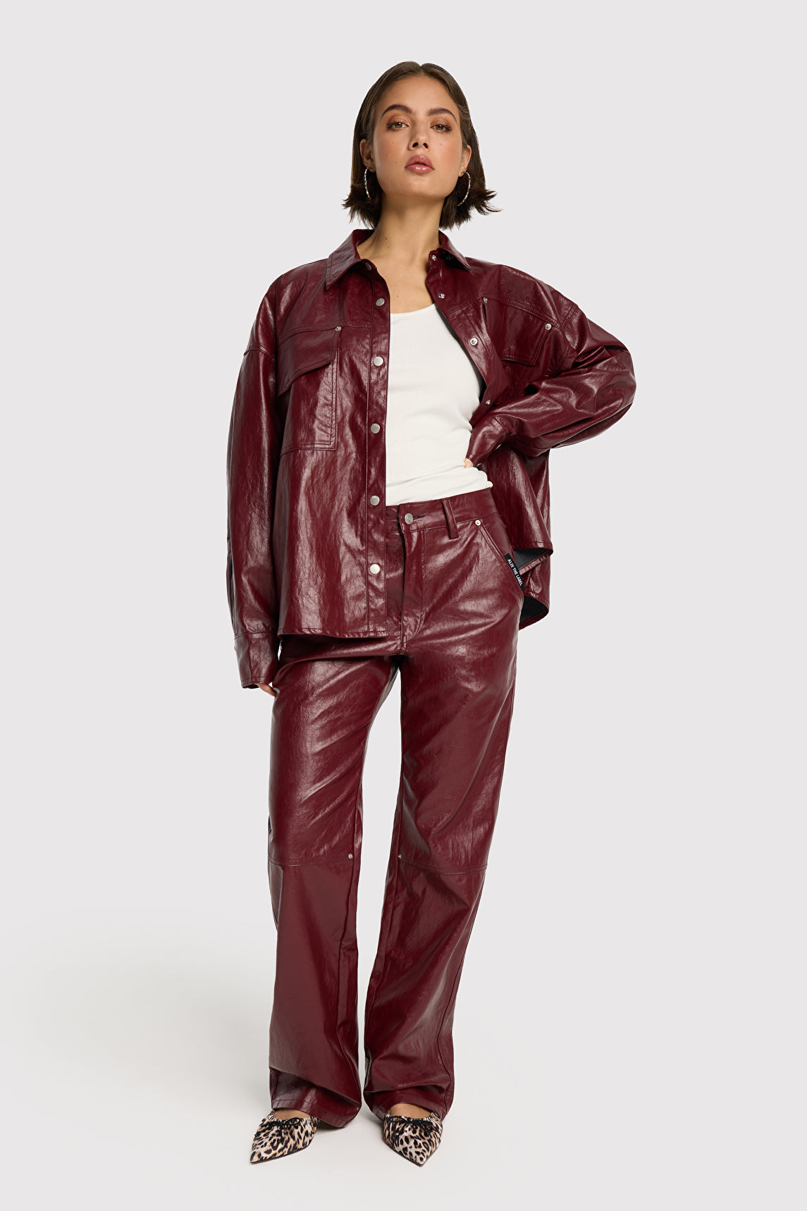 Al Faux leather blouse