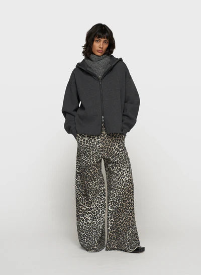 Wide leg jogger leopard