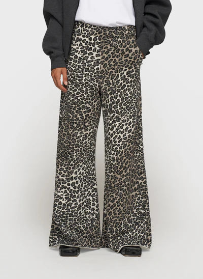 Wide leg jogger leopard