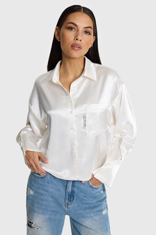 Al crop satin blouse