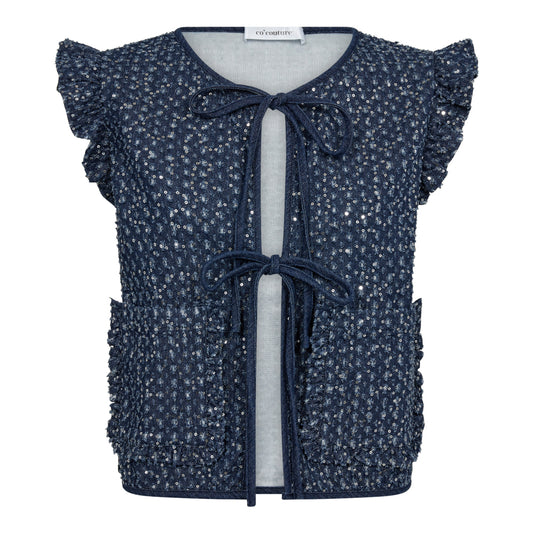 Sequin denim vest