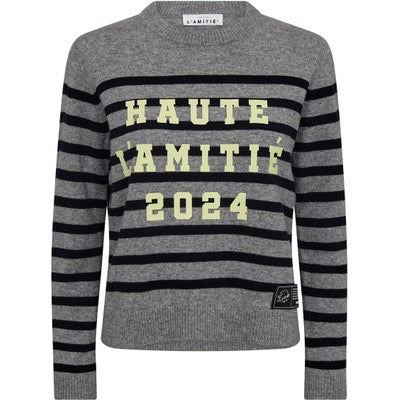 Cash stripe logo knit