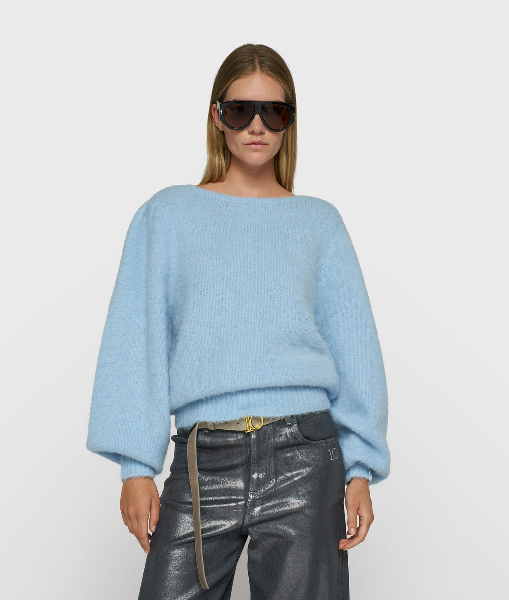 Puff sleeve knit sweater