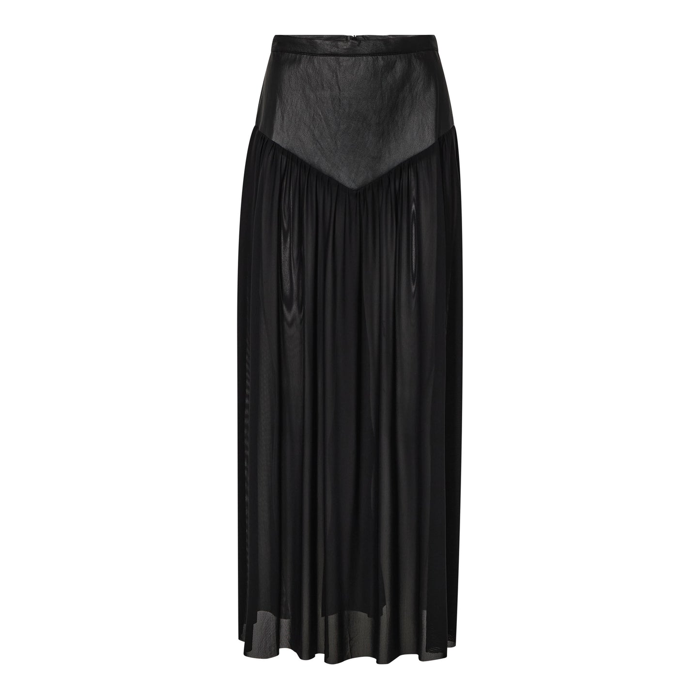 Pu gather mesh skirt