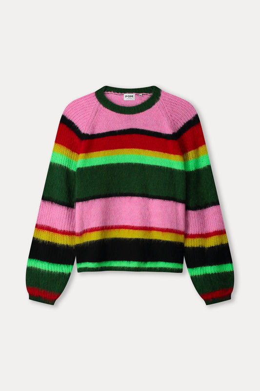 Brushed stripes green pull