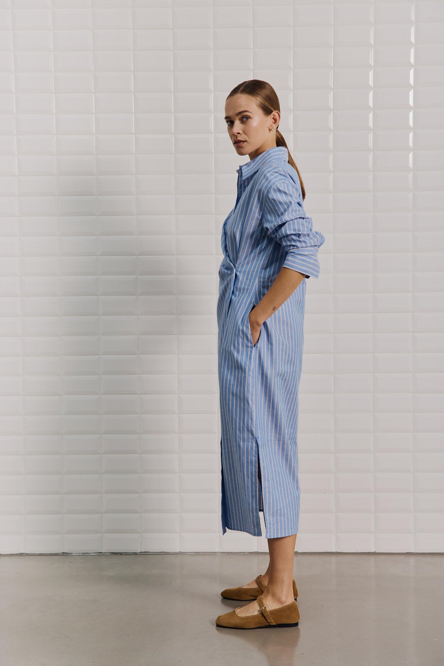 Mesa striped midi dress