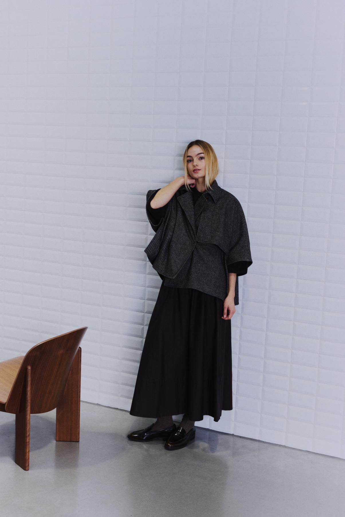 Medusa trench wool cape