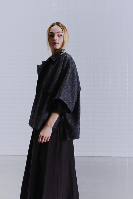 Medusa trench wool cape