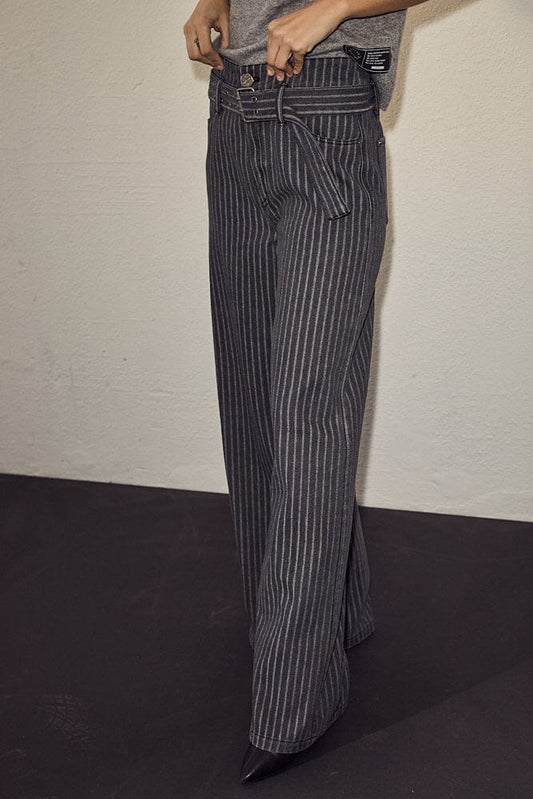 Lou stripe belt jeans