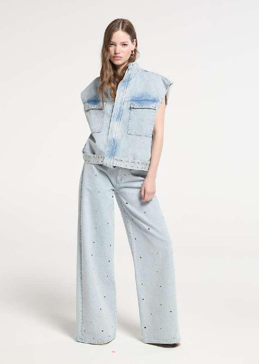 Palazzo jeans met ringen