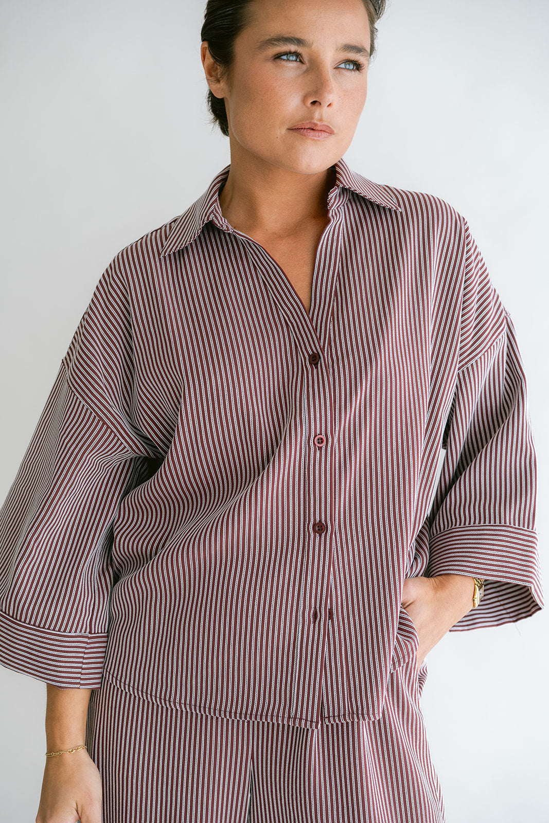 Manu Blouse streep bordeaux